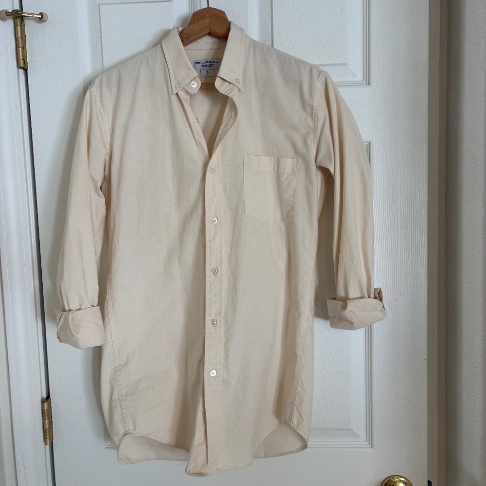 Red Land Cotton collared button down tunic cream S Made in USA